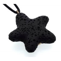 Small Natural Black Volcanic Lava Rock Star Pendant